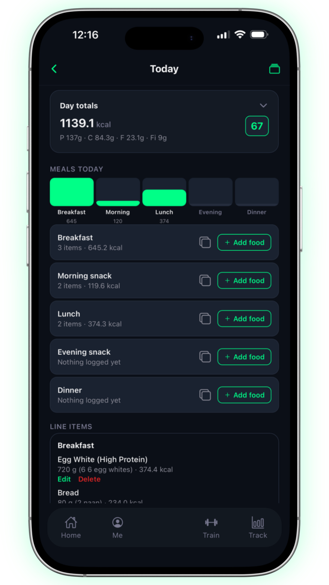 Daily nutrition and macro tracking in Refyuel Health OS